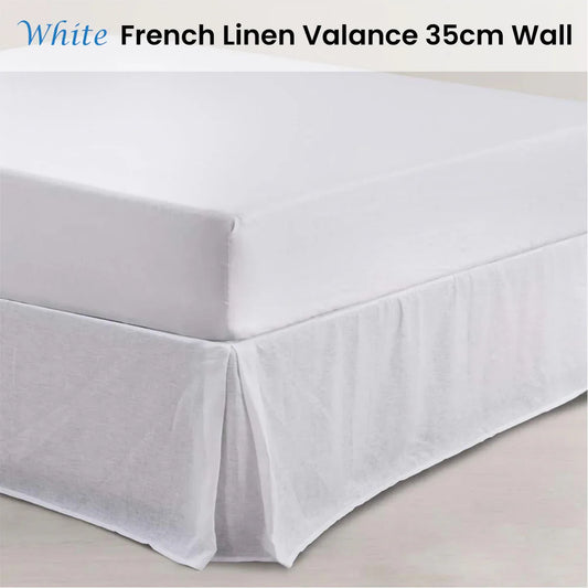Vintage Design Homewares White French Linen Valance 35cm Wall Super King - Mekamart Australia