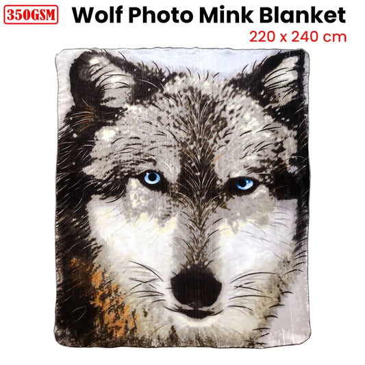 J.Elliot Home 350gsm Wolf Photo Mink Blanket - Mekamart Australia