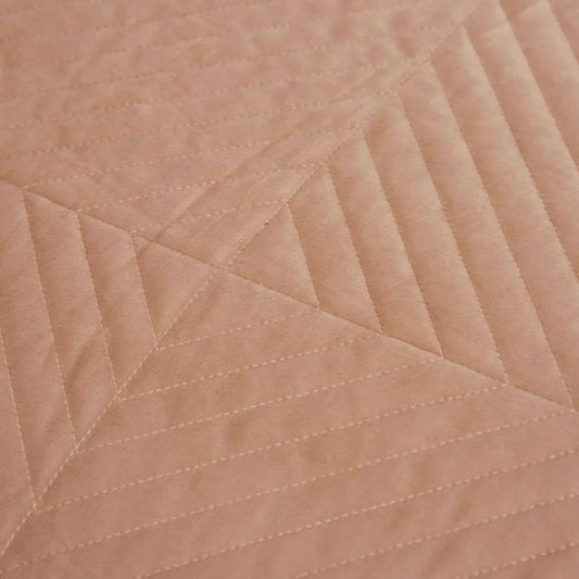 J.Elliot Home Merida Clay Pink Velvet Quilted Coverlet Set Queen/King - Mekamart Australia