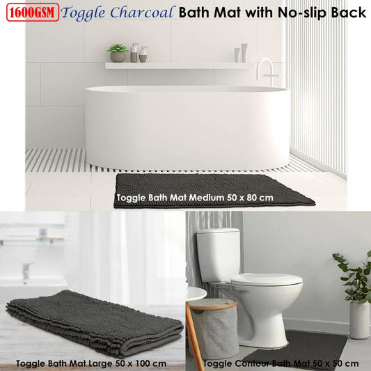 Toggle Microfiber Bath Mat Medium Charcoal - Mekamart Australia