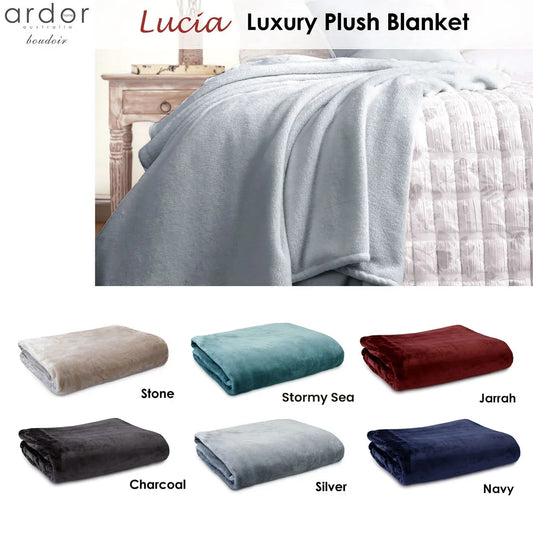 Ardor Lucia Luxury Push Blanket Navy Super King - Mekamart Australia