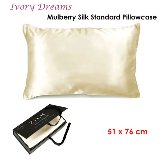 Ardor Mulberry Silk Standard Pillowcase Ivory Dreams - Mekamart Australia