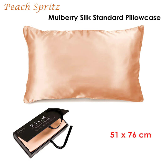 Ardor Mulberry Silk Standard Pillowcase Peach Spritz - Mekamart Australia