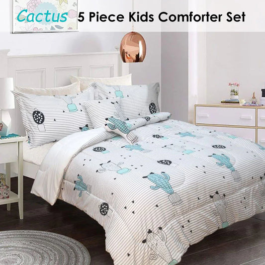 Ramesses 5 Piece Kids Comforter Set Cactus Double - Mekamart Australia