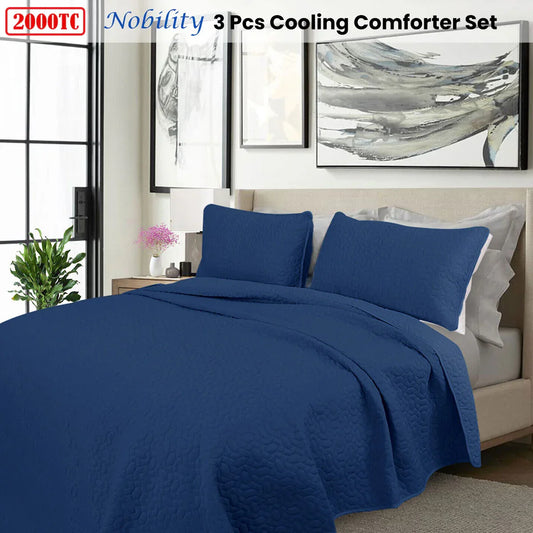 Shangri La 2000TC Nobility Cooling Embroidered 3 Pcs Comforter Set King - Mekamart Australia