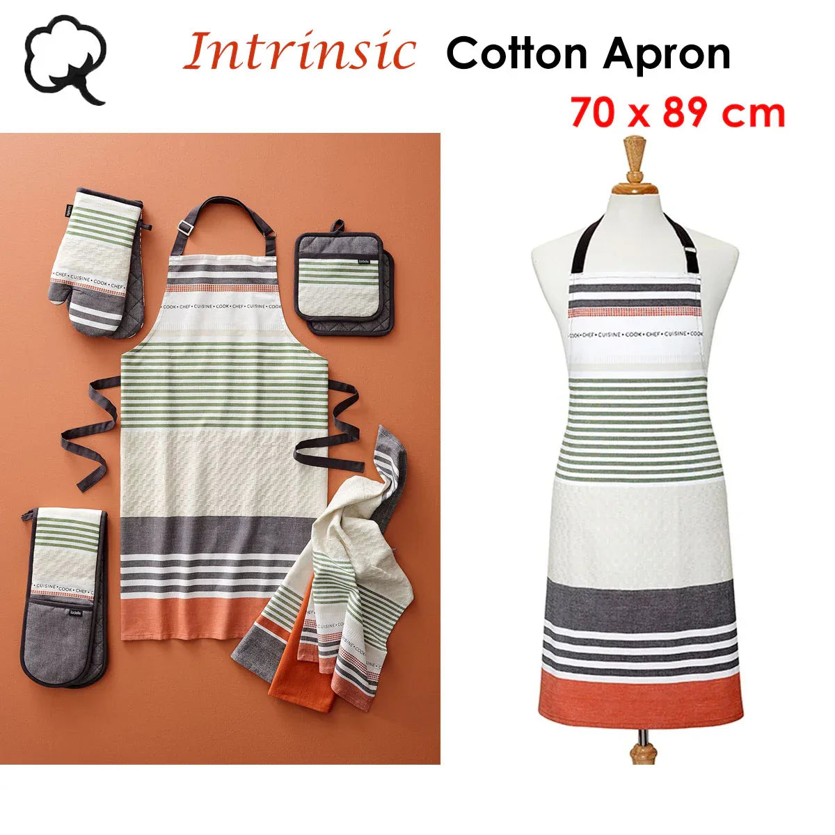 Ladelle Intrinsic Cotton Apron 70 x 89 cm - Mekamart Australia
