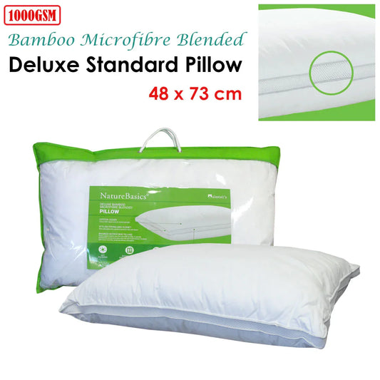 Alastairs 1000GSM Nature Basics Deluxe Bamboo Microfibre Blended Standard Pillow - Mekamart Australia