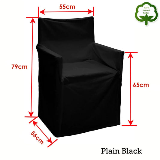 Rans Alfresco 100% Cotton Director Chair Cover - Plain Black - Mekamart Australia