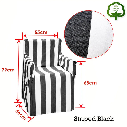 Rans Alfresco 100% Cotton Director Chair Cover - Striped Black - Mekamart Australia