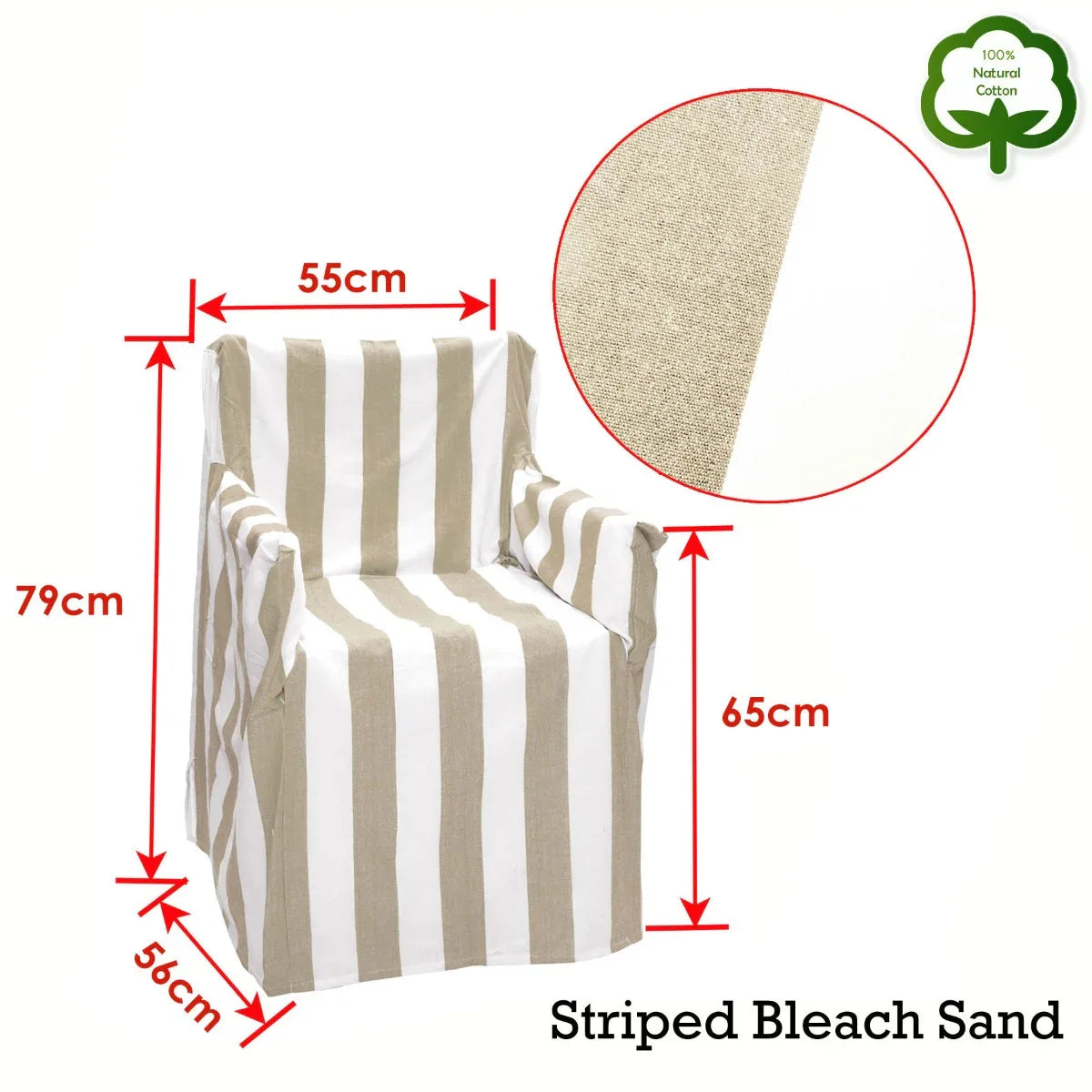 Rans Alfresco 100% Cotton Director Chair Cover - Striped Bleach Sand - Mekamart Australia