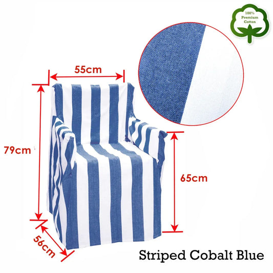 Rans Alfresco 100% Cotton Director Chair Cover - Striped Cobalt Blue - Mekamart Australia