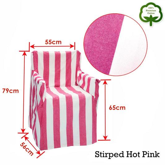 Rans Alfresco 100% Cotton Director Chair Cover - Striped Hot Pink - Mekamart Australia
