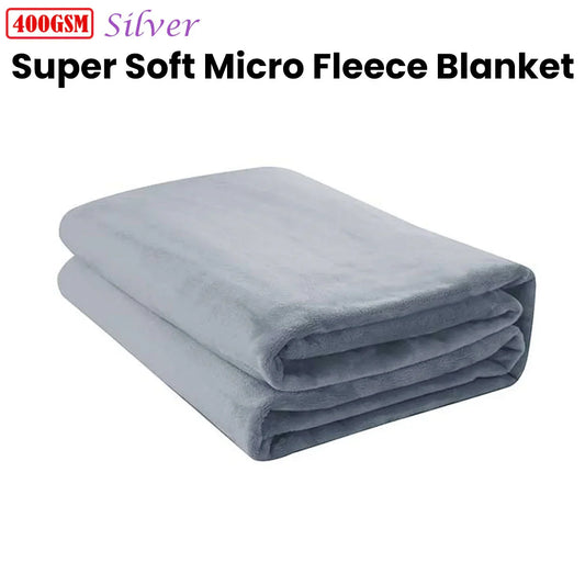 Jason 400GSM Super Soft Micro Fleece Blanket Silver Double - Mekamart Australia