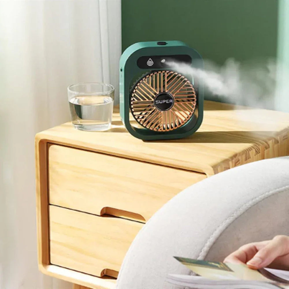 JY Ice Fog USB Air Conditioning Mist Humidfier Mini Fan - Green - Mekamart Australia