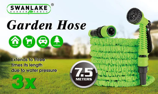 25FT Water Garden Hose Flexible Expandable Pipe Car Wash W/ Spray Nozzle Gun - Mekamart Australia