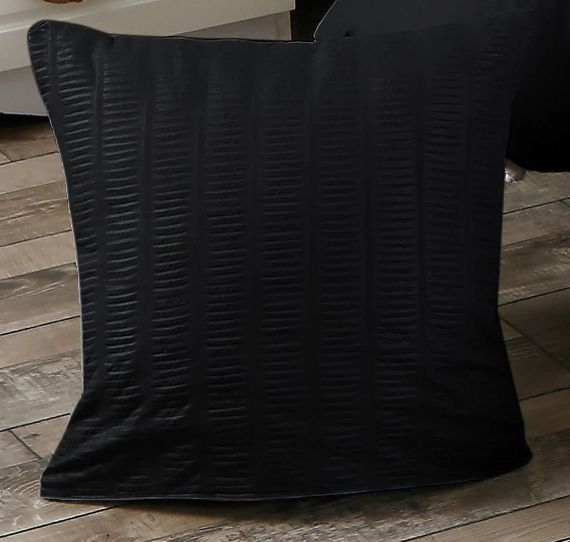 1000TC Premium Ultra Soft Seersucker Cushion Covers - 2 Pack - Black - Mekamart Australia