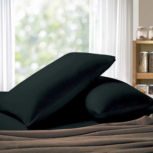 1000TC Premium Ultra Soft Standrad size Pillowcases 2-Pack - Black - Mekamart Australia