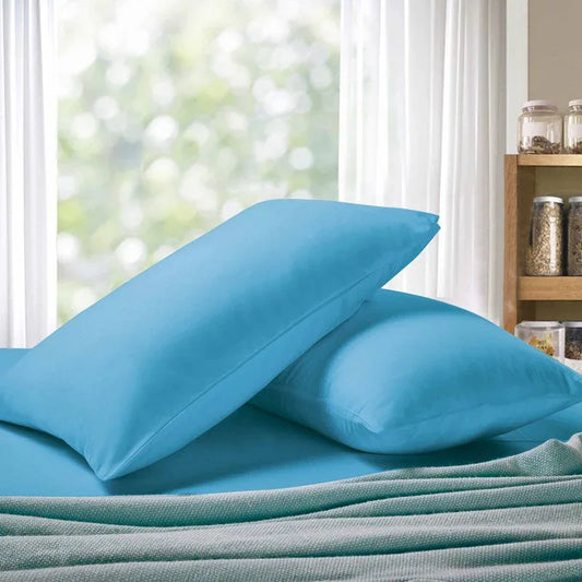 1000TC Premium Ultra Soft Standrad size Pillowcases 2-Pack - Light Blue - Mekamart Australia