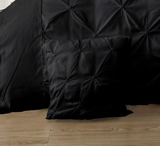 Diamond Pintuck Premium Ultra Soft Cushion Covers 2-Pack - Black - Mekamart Australia