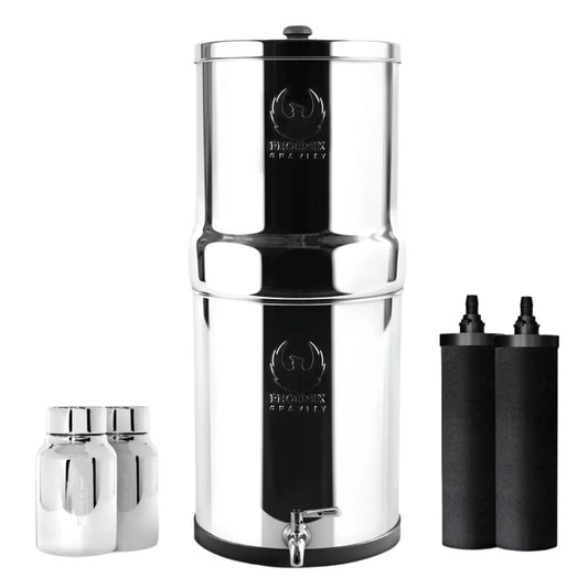 Phoenix 8L Stainless Steel Gravity Water Filter + POSTreat Fluoride cartridges - Mekamart Australia