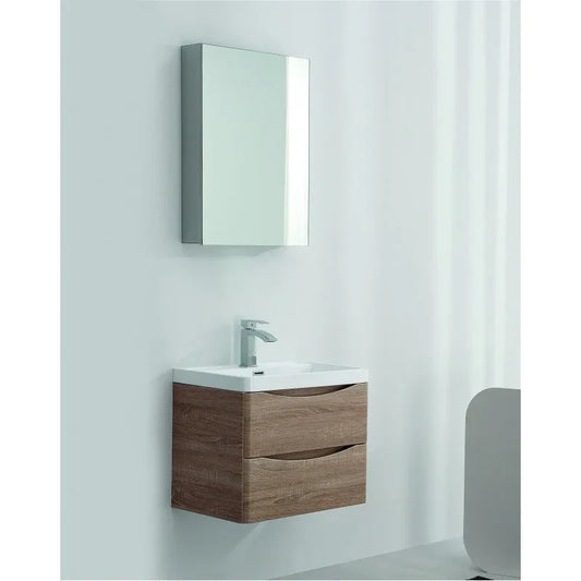 Ancona wall hung bathroom vanity 600mm White Oak - Mekamart Australia