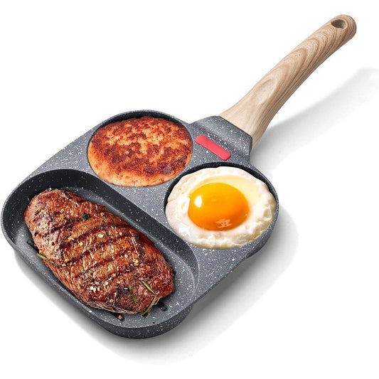 Nonstick Three in One Egg Frying Pan Skillet Breakfast Cooker for Kitchen Use - Mekamart Australia