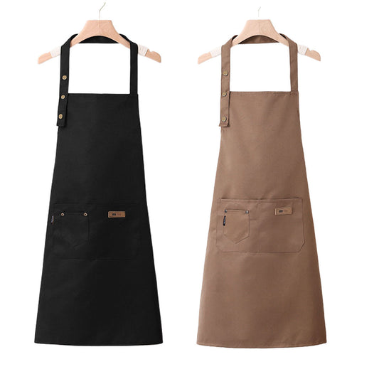 Adjustable Work Apron Neck Strap Waist Tie Kitchen Cooking Bib Apron Men Women - Brown