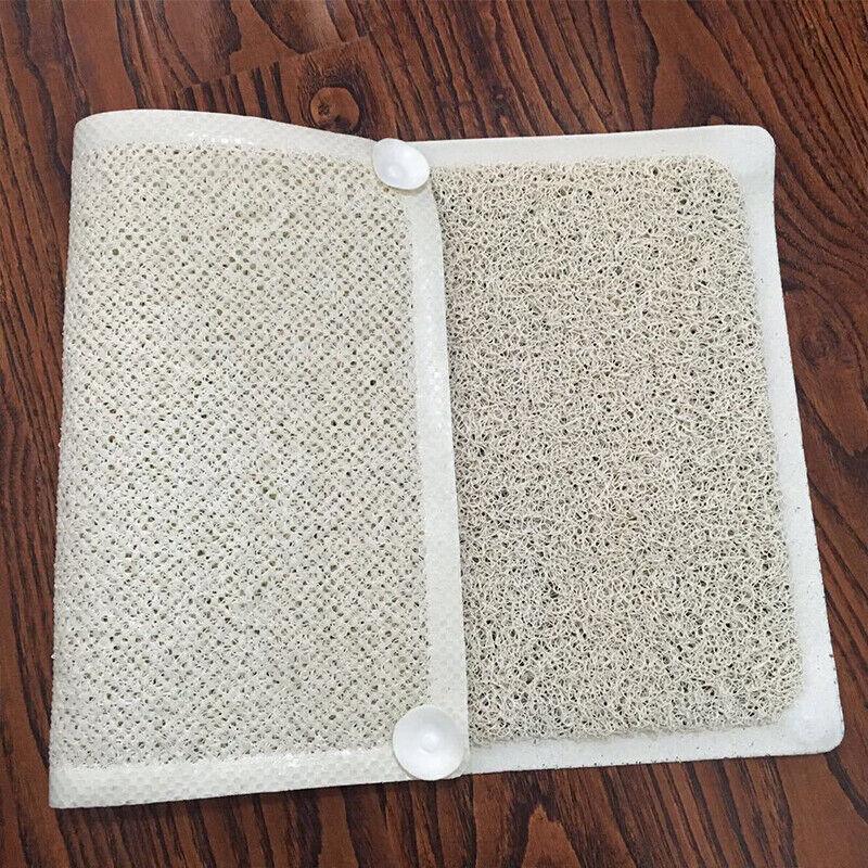 Anti Slip Shower Mat Loofah Surface Bath Rug 70x40cm White PVC Bathroom Carpet