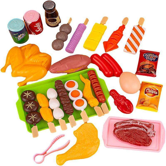 28PCS Pretend BBQ Grill Cooking Food Toy Set for Role Play - Mekamart Australia