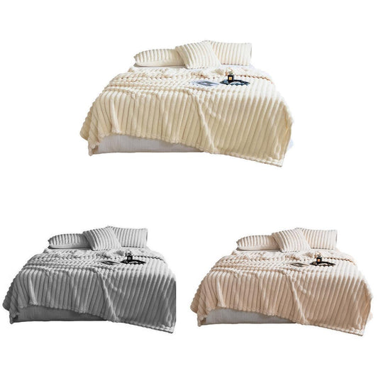 Plush Blanket Leisure Blanket Autumn Winter Warm Nap Throw Soft Cozy - White-100x150cm - Mekamart Australia