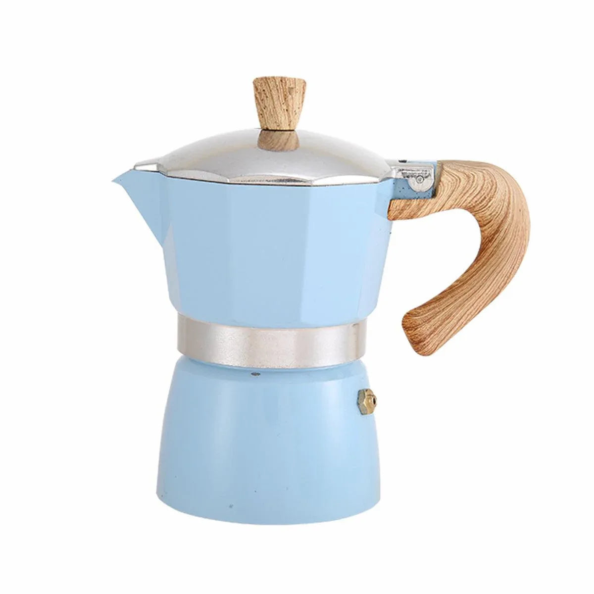 Portable Coffee Maker Wood Grain Handle Outdoor Manual Espresso Machine Camping - Beige-300ml