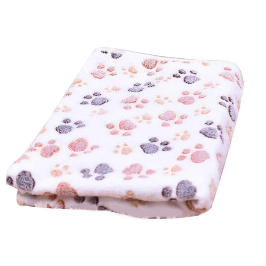 Medium Size Pet Mat Paw Print Cat Dog Puppy Fleece Soft Pet Blanket Bed Cushion - Brown - Mekamart Australia