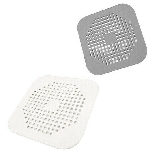 2Pc Square Drain Cover For Shower Drain Hair Catcher Flat Silicone Plug For Bath - 2PCS-White - Mekamart Australia