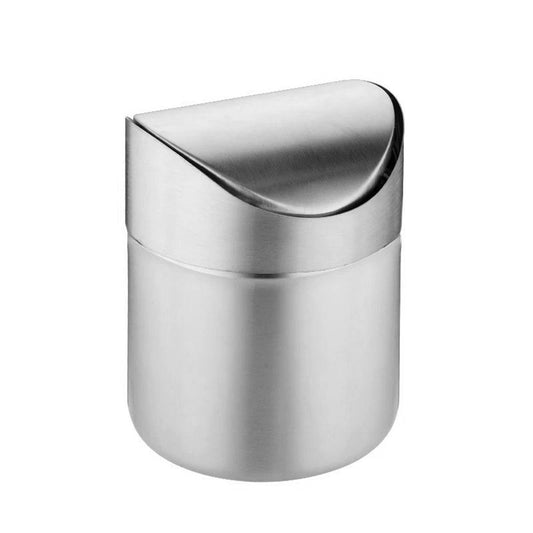 Stainless Steel Mini Desktop Wastebasket Organizer Compact Waste Bin for Office