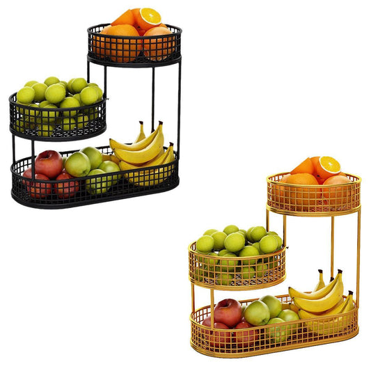 Luxury Multi-Layer Fruit Basket Snack Storage Rack Living Room Coffee Table - Gold - Mekamart Australia
