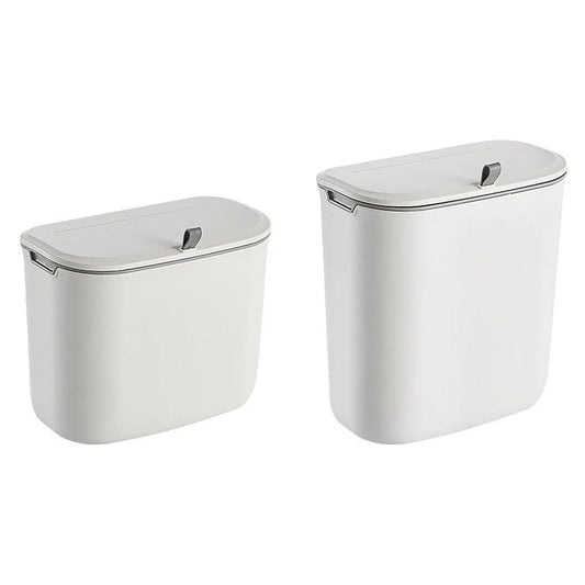 Wall Mounted Hanging Wastebasket with Sliding Lid for Kitchen and Bathroom Use - 9L - Mekamart Australia