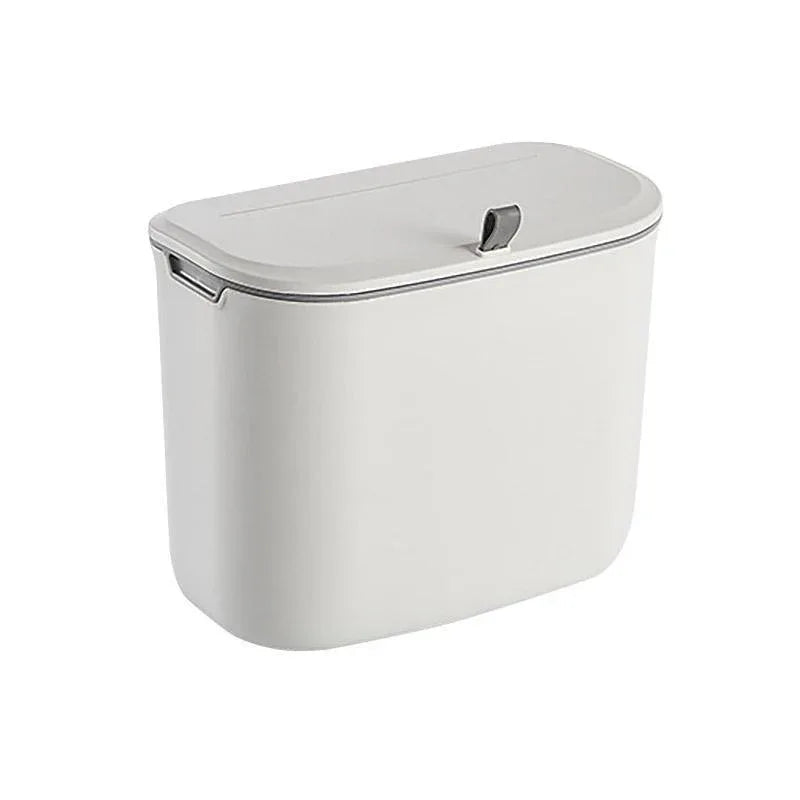 Wall Mounted Hanging Wastebasket with Sliding Lid for Kitchen and Bathroom Use - 9L - Mekamart Australia