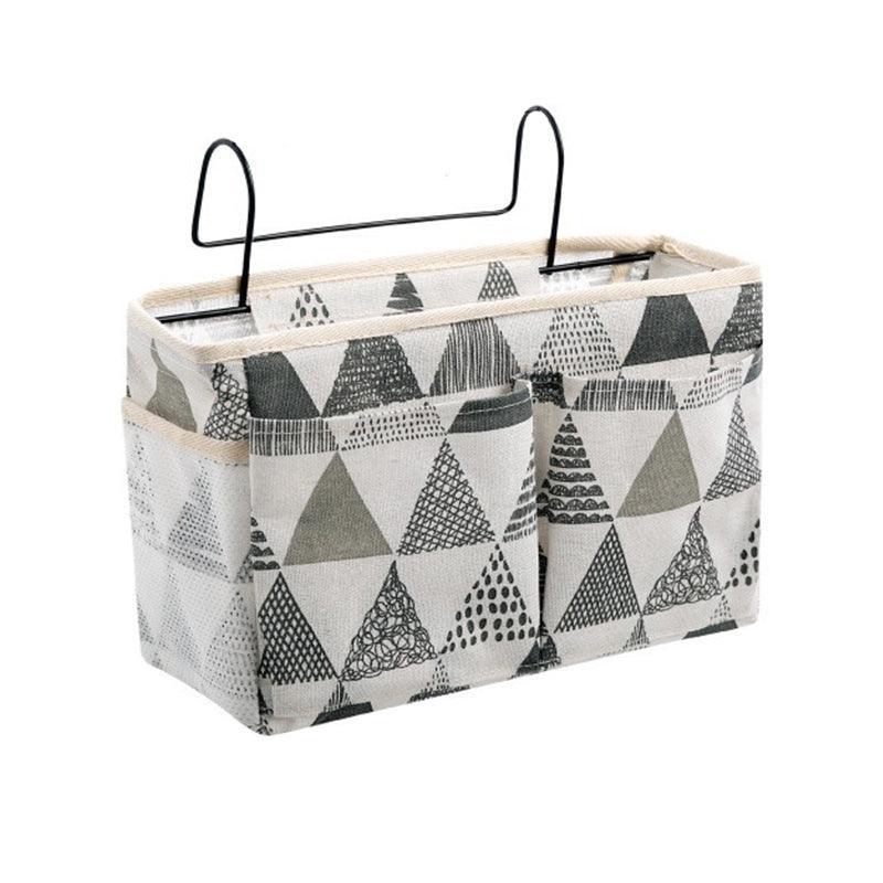 Hanging Bedside Storage Caddy with Pockets for Bunk Bed Dorm Couch Organizing - Grey Triangle