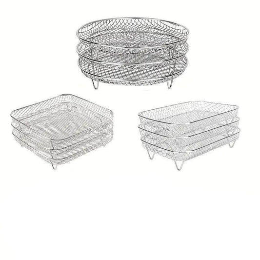 Air Fryer Grill Rack Multi Layer Removable Shelf Mesh Rack for Cooking BBQ - Round - Mekamart Australia