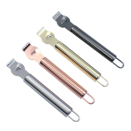 Lemon Zester Grater Knife Tool Stainless Steel with Channel Garnish Citrus Lime - Rose Gold - Mekamart Australia
