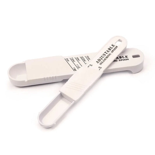 2PCS Adjustable ml Gram Plastic Measuring Spoon Scale Kitchen For Metering Spoon - White - Mekamart Australia