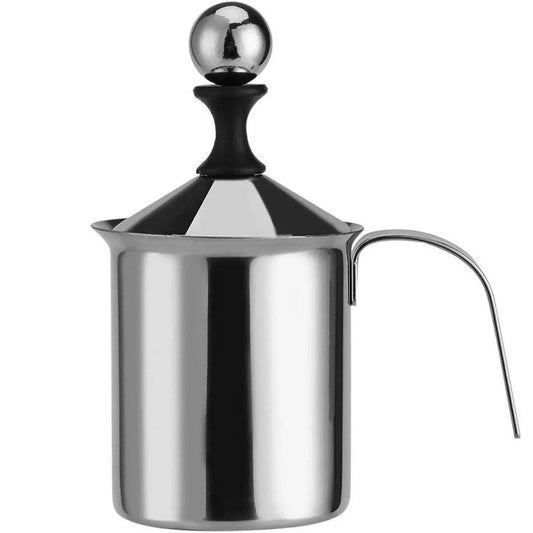 400ml Stainless Steel Manual Milk Frother Double Mesh Strainer Frothing Pitcher - Mekamart Australia