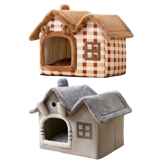 Removable Washable Pet House Four Seasons Cat Enclosed House - Grey-M - Mekamart Australia