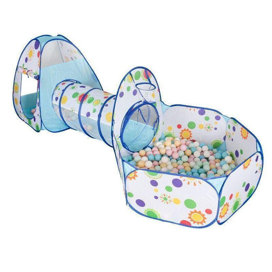 3 in 1 Play Tent Set with Tunnel and Ball Pit for Indoor and Outdoor Fun - Red Tent - Mekamart Australia