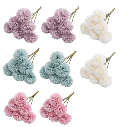 12pcs Artificial Dandelion Fake Flower Simulation Arrangement Desktop Decoration - Pink - Mekamart Australia