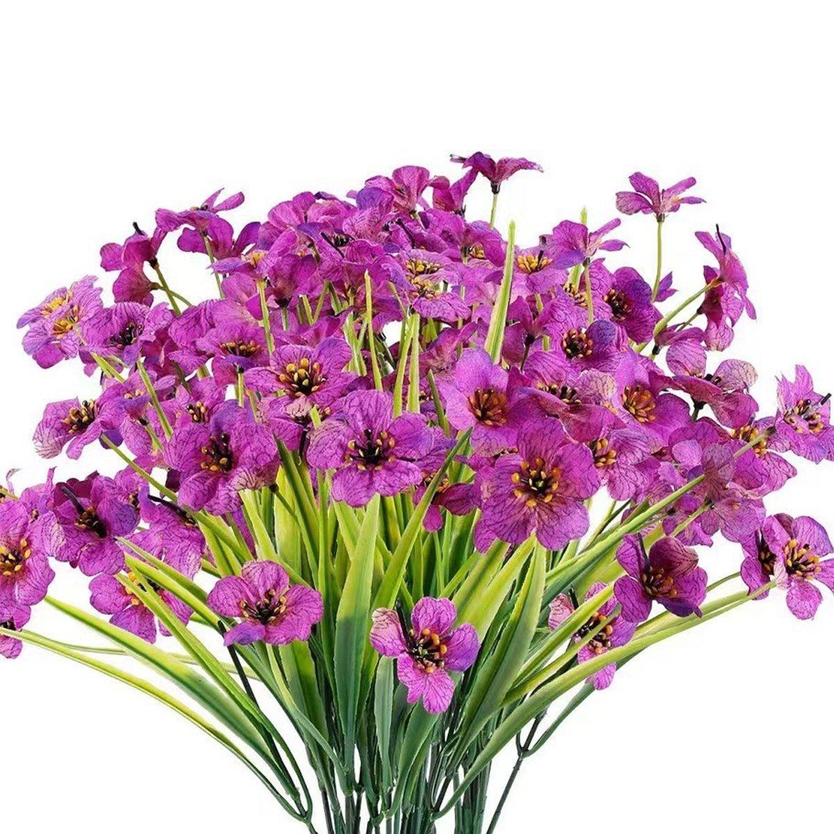 12pcs Artificial Flowers Set for Home Decor Wedding Party Fake Floral Decor - Purple