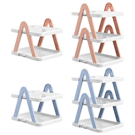 2/3 Tier Removable Shoe Rack Folding Storage Shelf Simple Space Saving Organizer - 2Tier-Blue - Mekamart Australia