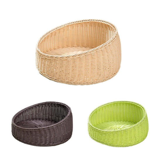 Rattan Cat Nest Four Seasons Open Cat House Summer Bed for Cats Pet Supplies - Green - Mekamart Australia