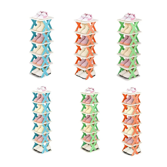 6/7 Tier Shoe Rack Space Saving Small Shoe Cabinet Storage Shelf Organizer - Orange-7 Layer - Mekamart Australia