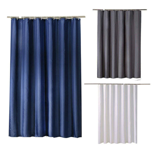Solid Color Waterproof Shower Curtain Bathroom Decor Resistant Fabric Liner - Blue - Mekamart Australia